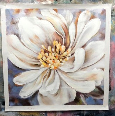 Abstract Watercolour Painting for White Flower: Canvas Art