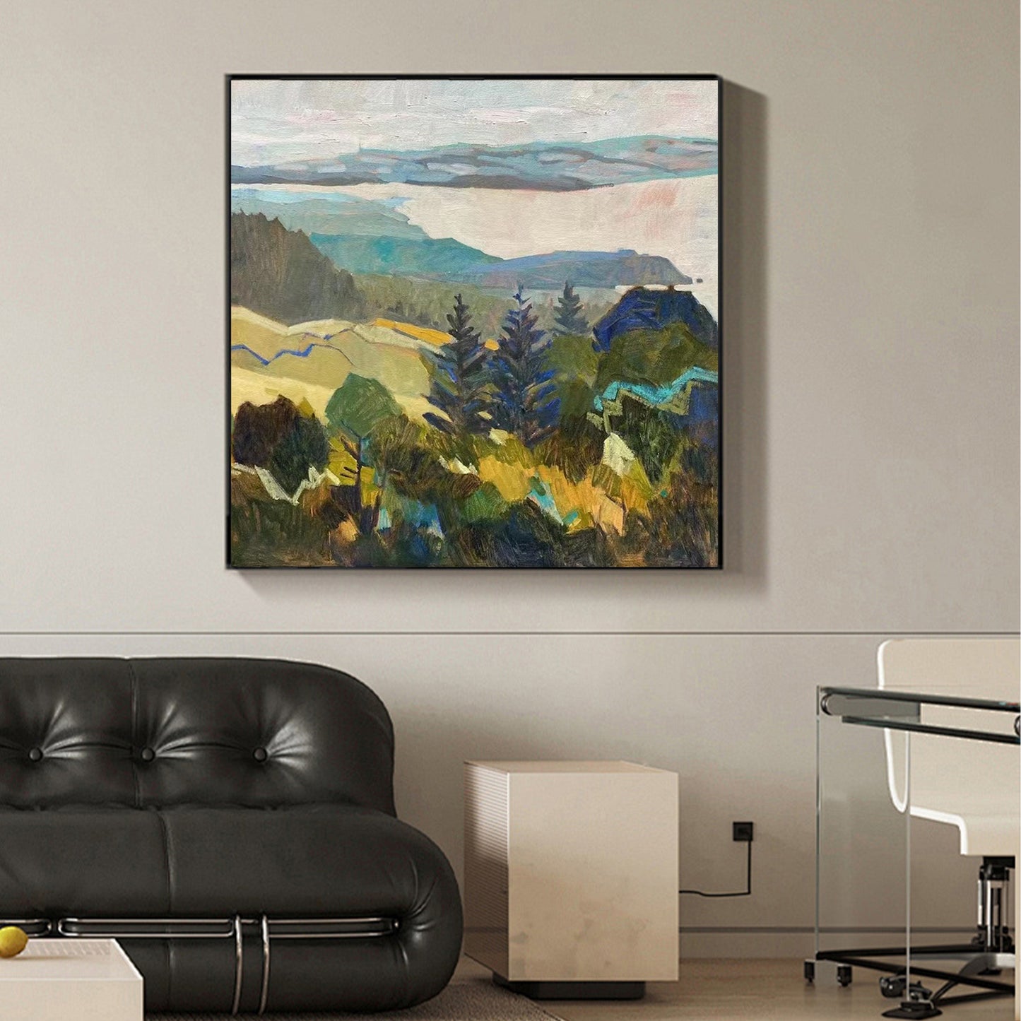 LANDSCAPE PAINTING, AN IMMENSE FOREAST, HAND-PAINTED CANVAS