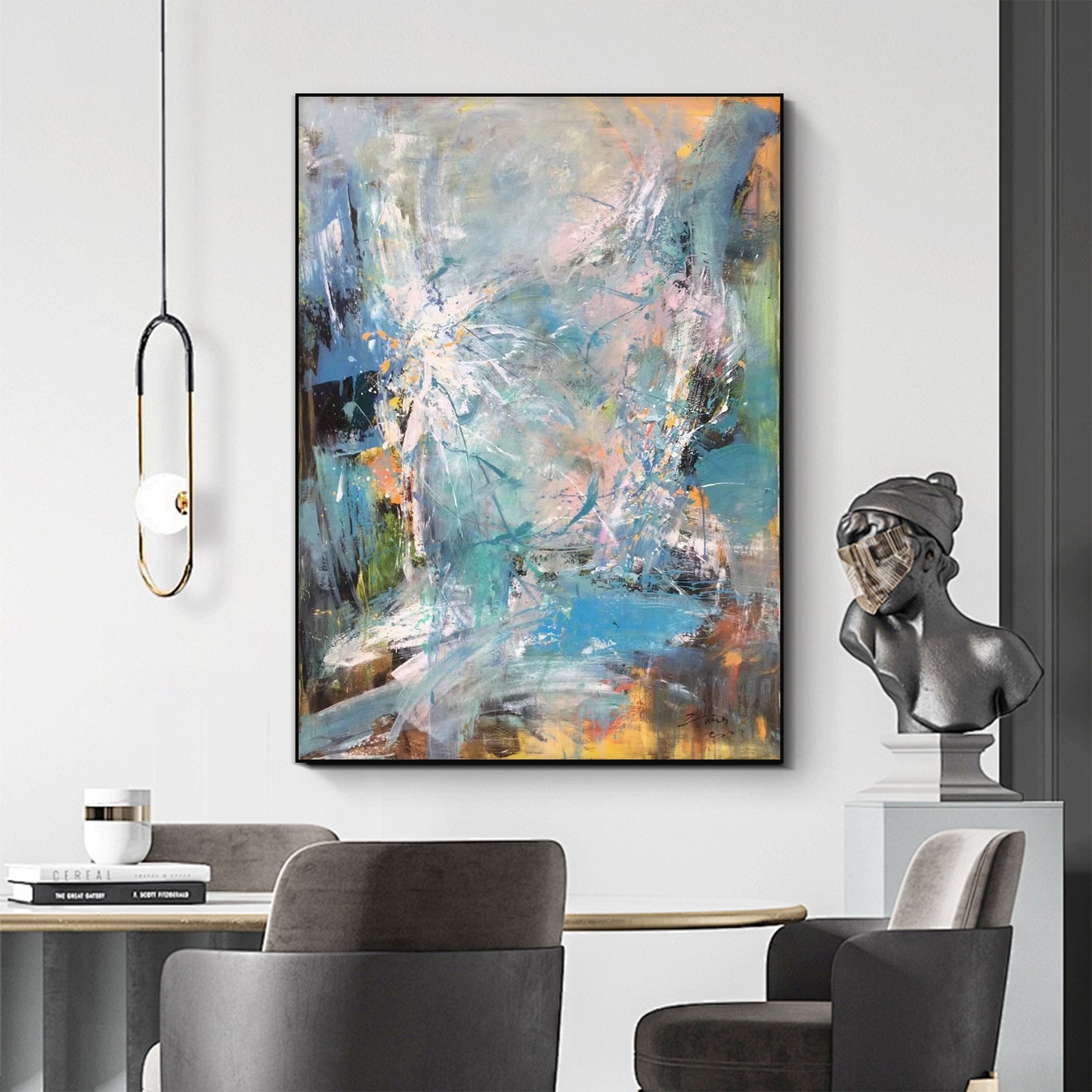 ABSTRACT PAINTING, GALAXY WORLD, HAND-PAINTED CANVAS