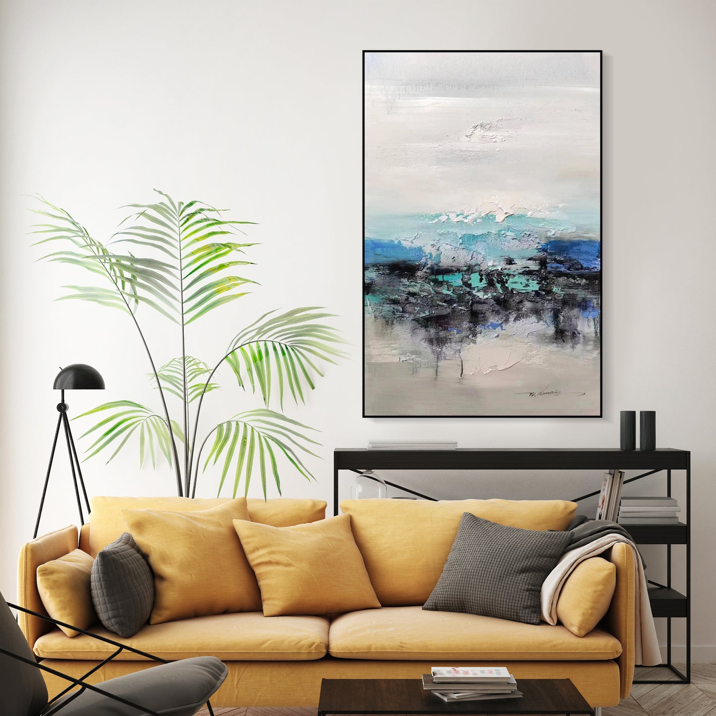 ABSTRACT PAINTING, GORGE, HAND-PAINTED CANVAS