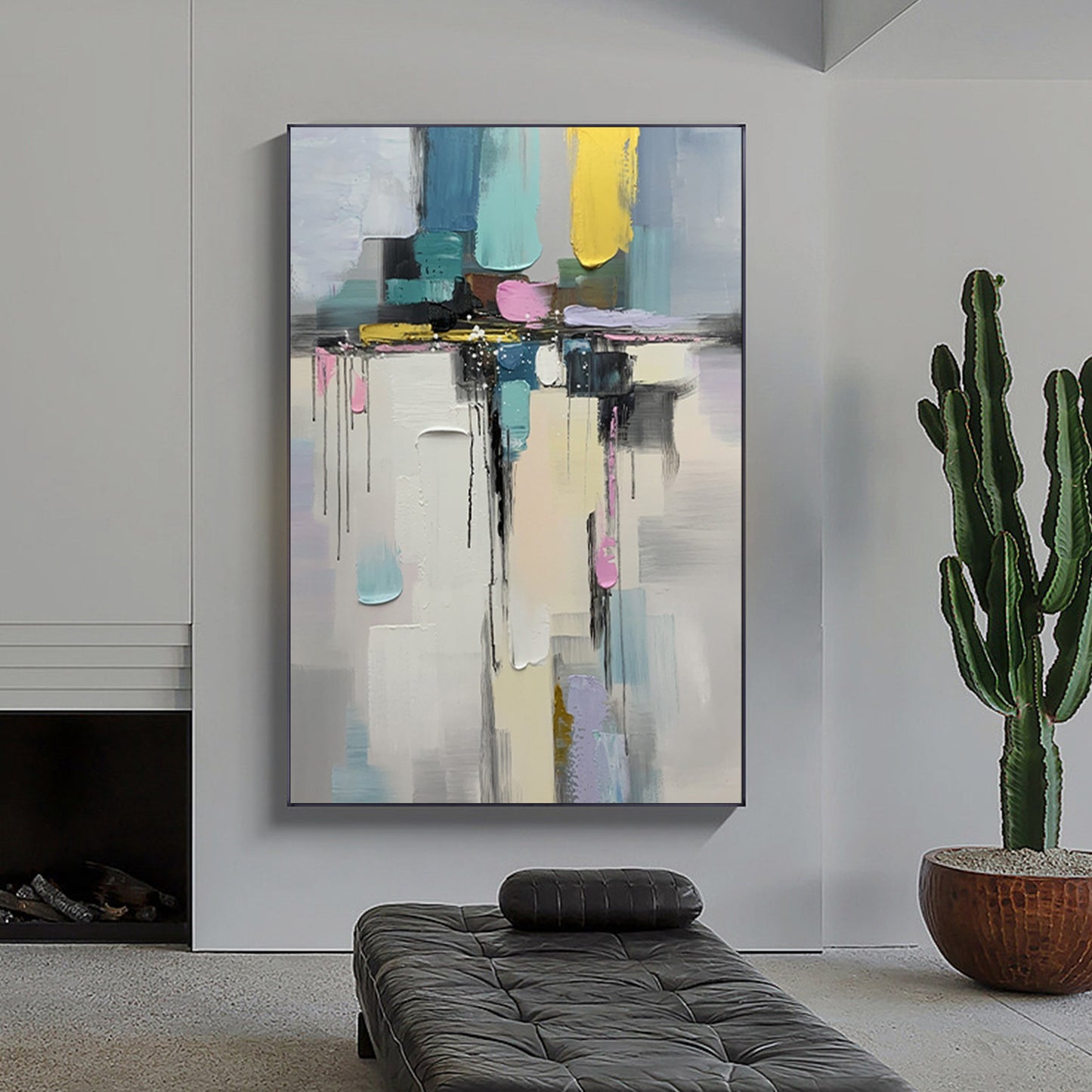 ABSTRACT PAINTING, MODEN LIFE, HAND-PAINTED CANVAS