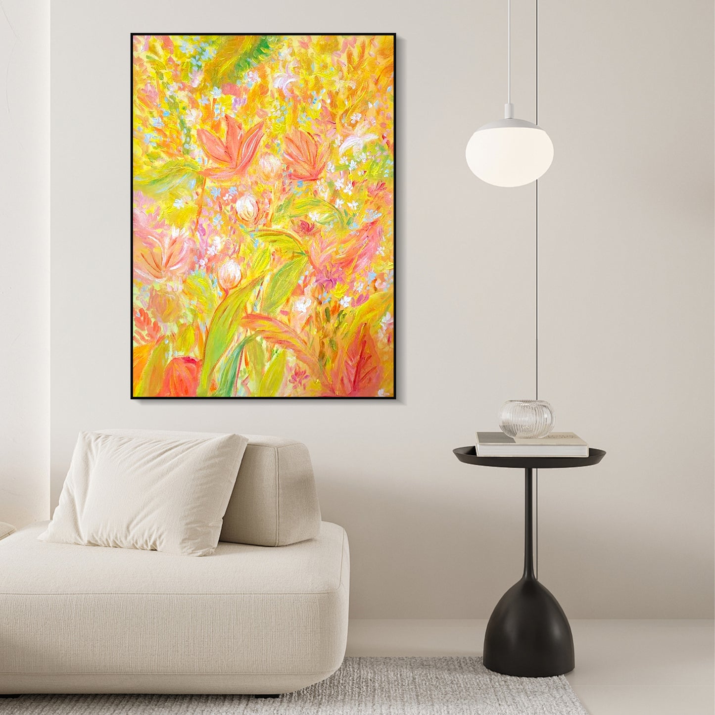 FLOWER PAINTING, BRIGHT BLOOM, HAND-PAINTED CANVAS