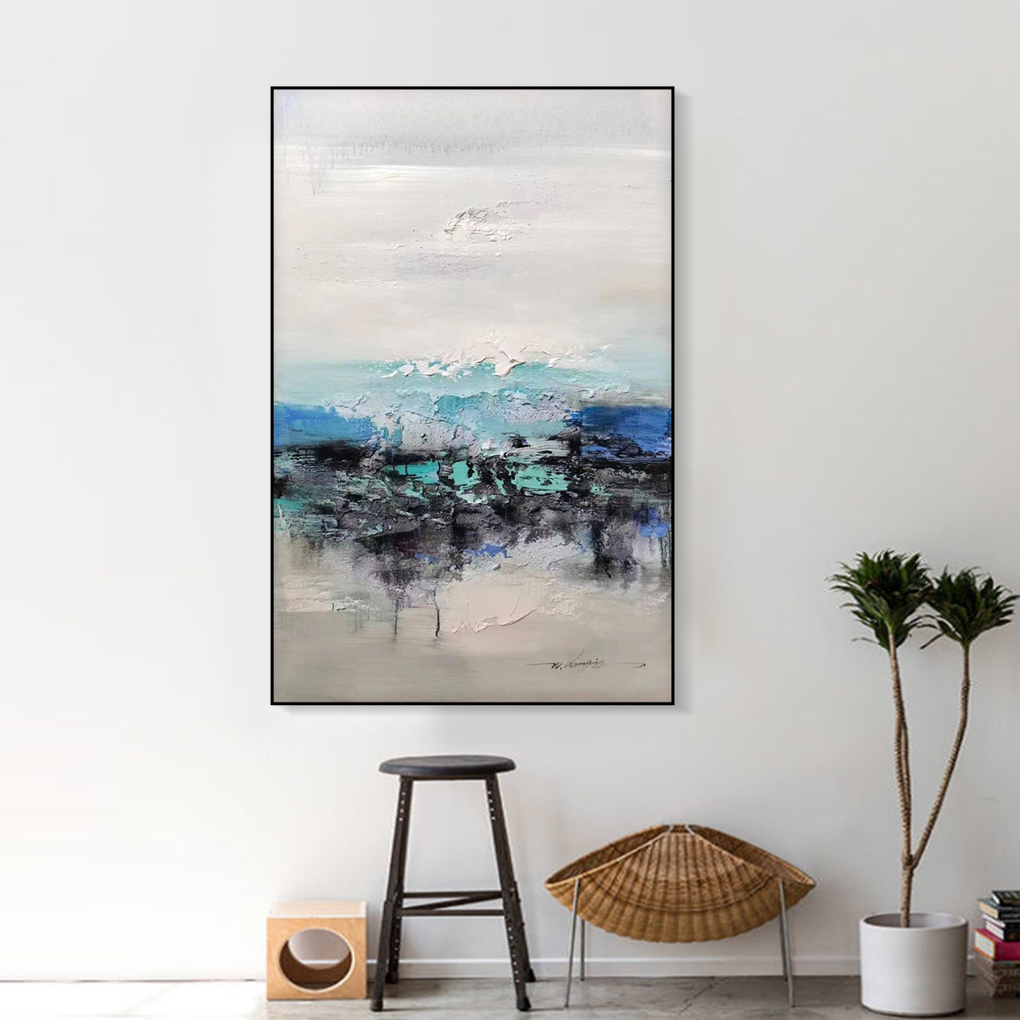 ABSTRACT PAINTING, GORGE, HAND-PAINTED CANVAS