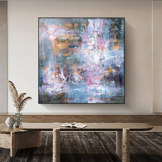 ABSTRACT PAINTING, CHAOS, HAND-PAINTED CANVAS