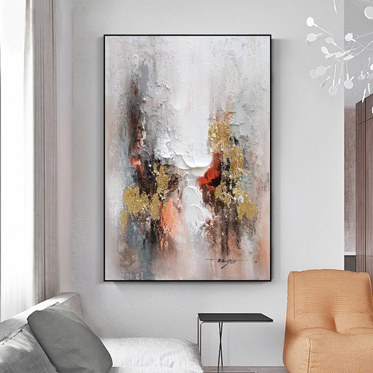 ABSTRACT PAINTING, CHASM, HAND-PAINTED CANVAS