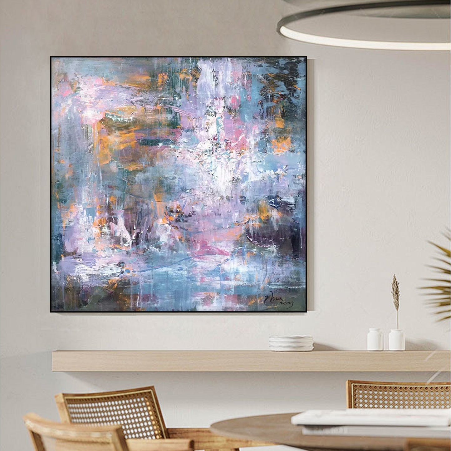 ABSTRACT PAINTING, CHAOS, HAND-PAINTED CANVAS