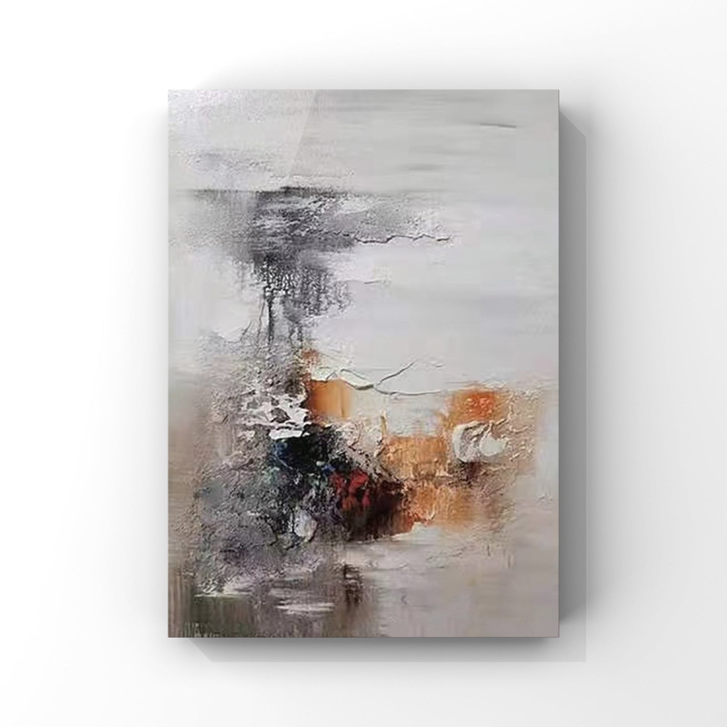 ABSTRACT PAINTING, FIREWORK, HAND-PAINTED CANVAS