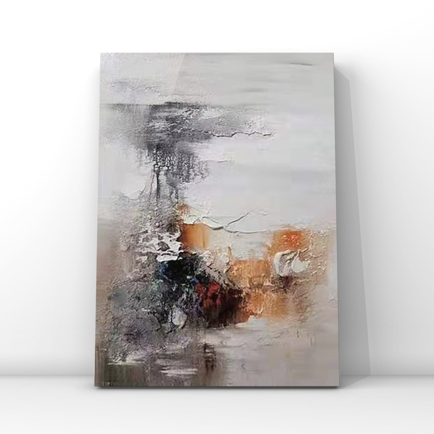 ABSTRACT PAINTING, FIREWORK, HAND-PAINTED CANVAS