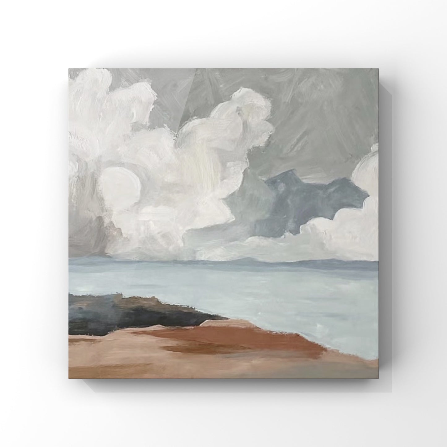 COASTAL, DARK CLOUDS AND SEA, HAND-PAINTED CANVAS