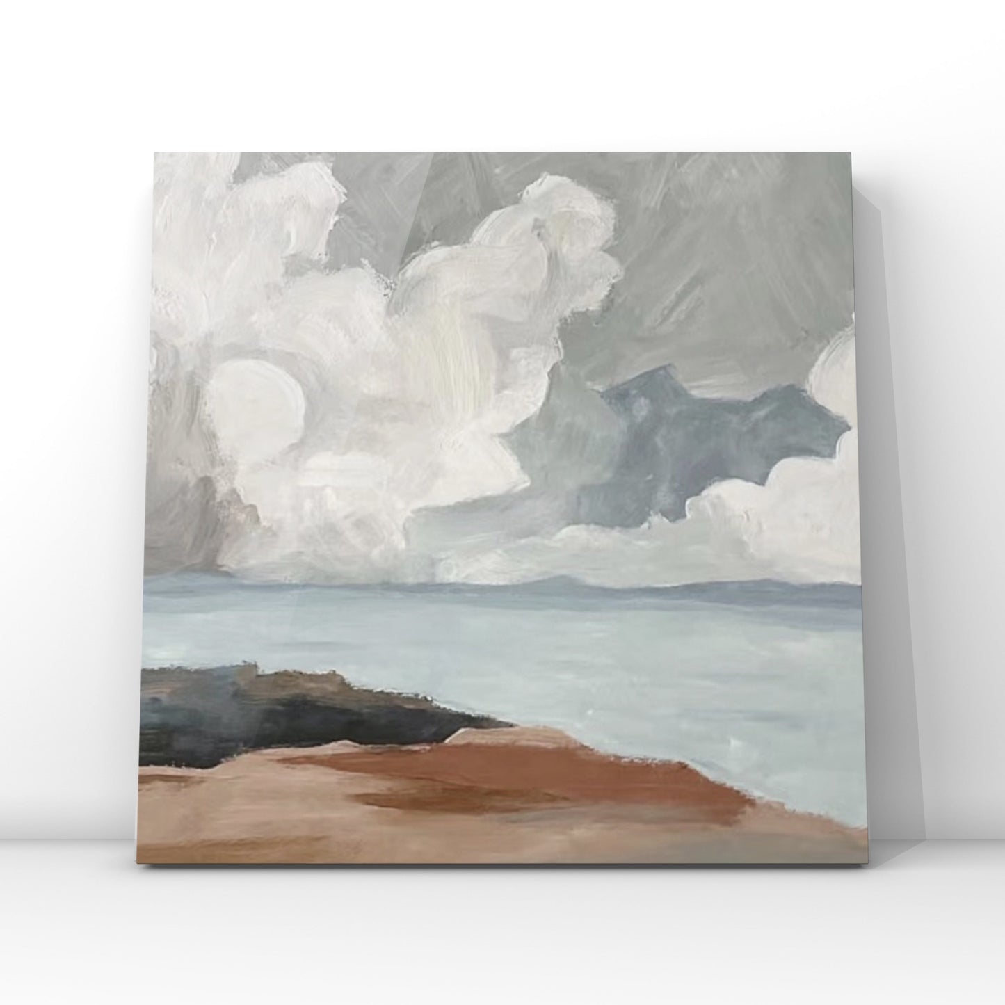 COASTAL, DARK CLOUDS AND SEA, HAND-PAINTED CANVAS