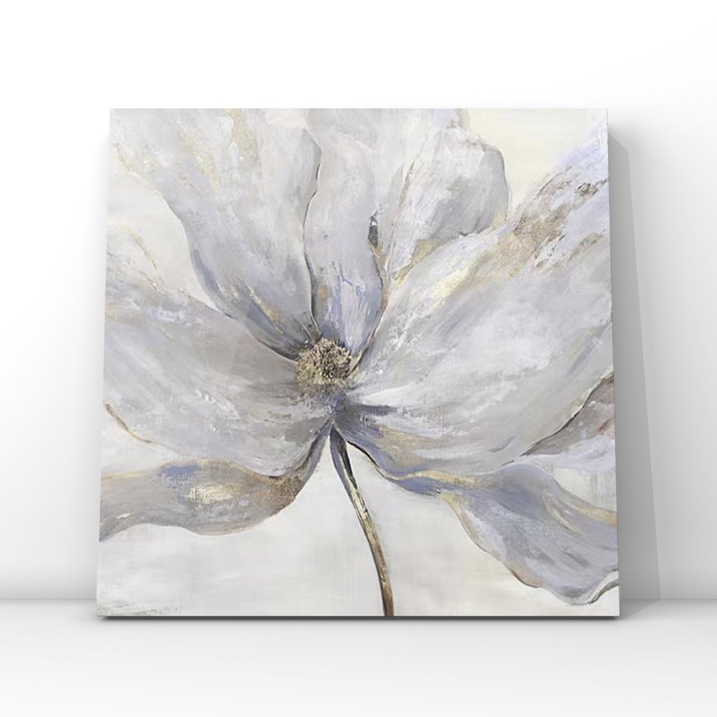 FLOWER PAINTING, BLUE BLOOM, HAND-PAINTED CANVAS