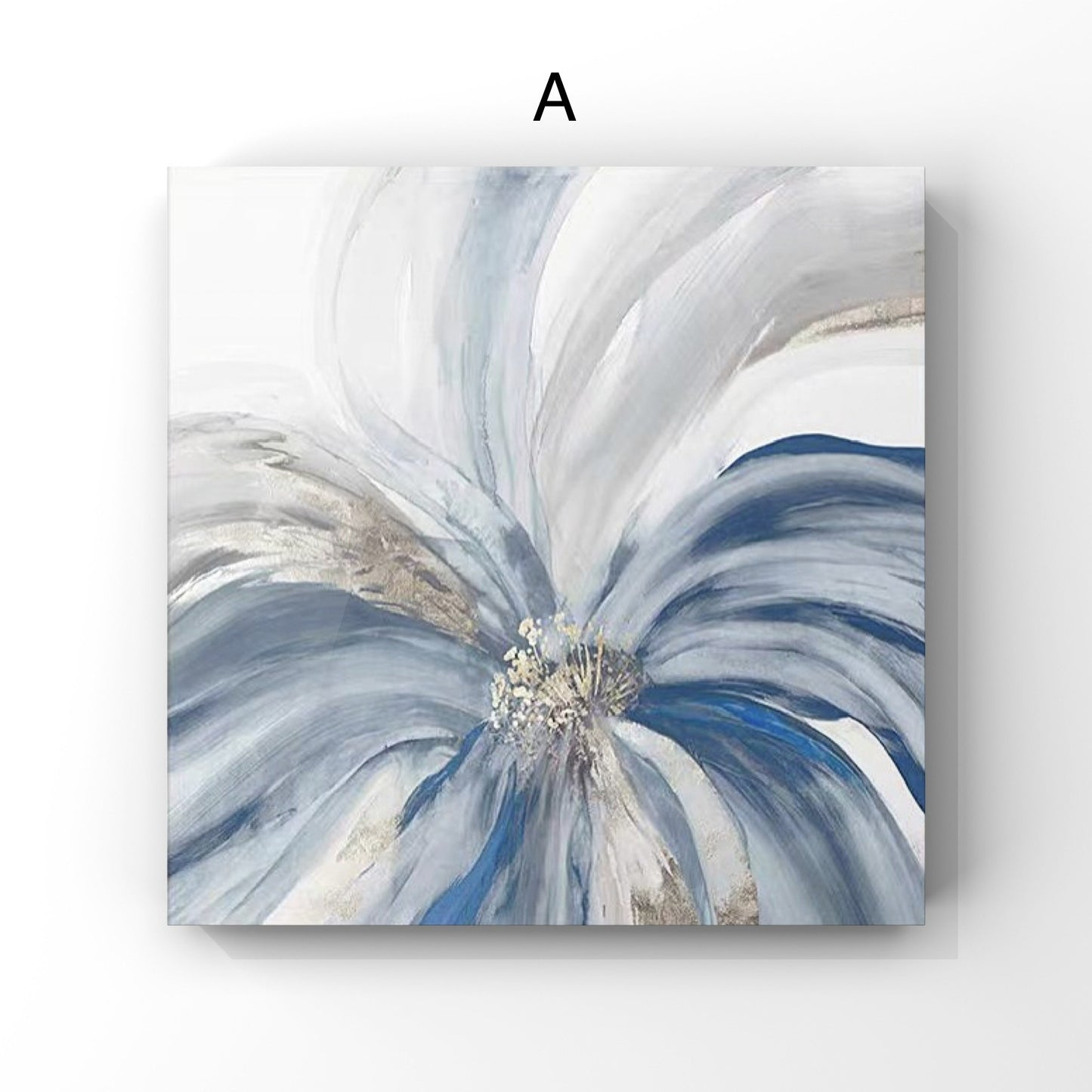 SET OF 2 BLUE FLOWER, HAND-PAINTED CANVAS, FLOWER PAINTING