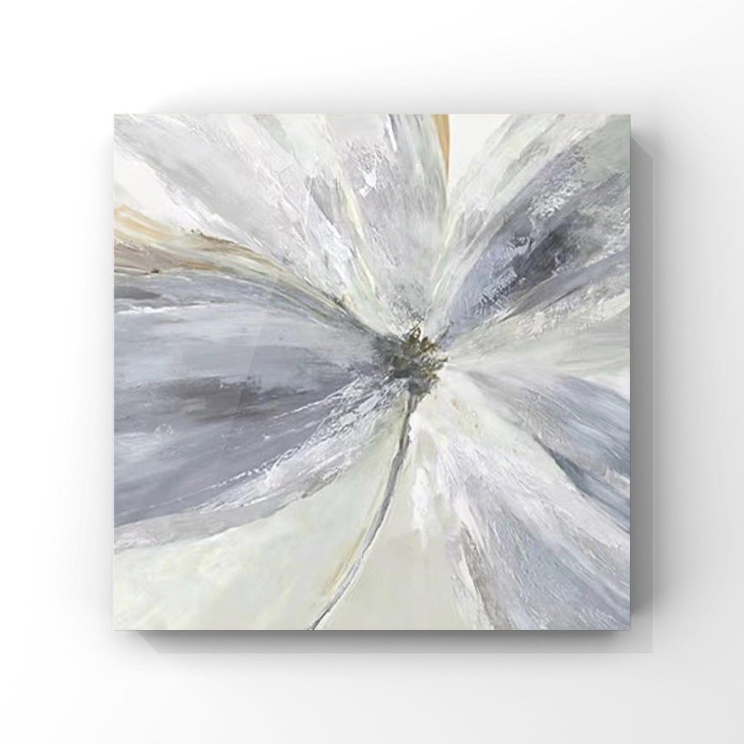 FLOWER PAINTING,NAVY BLUE BLOOM, HAND-PAINTED CANVAS