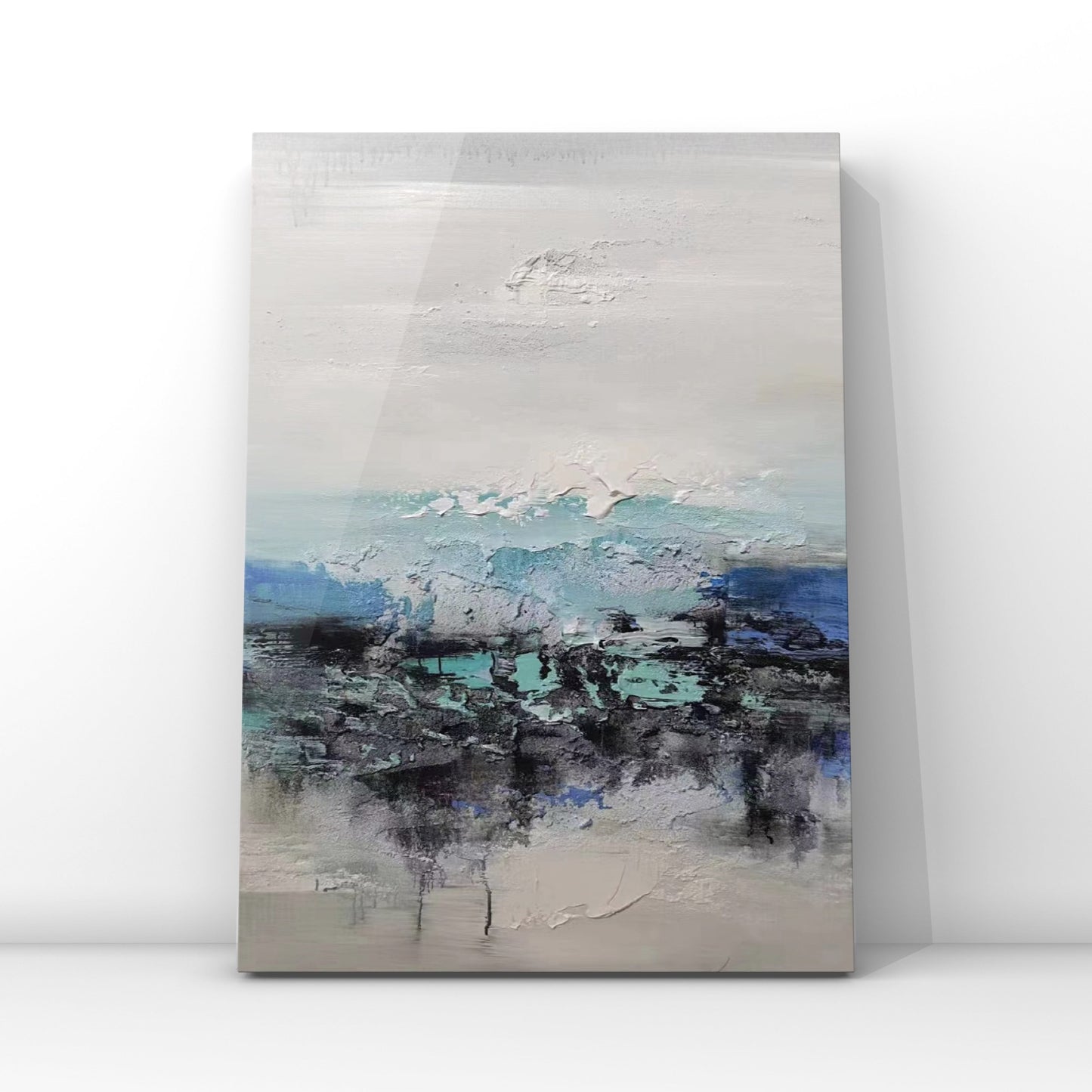 ABSTRACT PAINTING, GORGE, HAND-PAINTED CANVAS