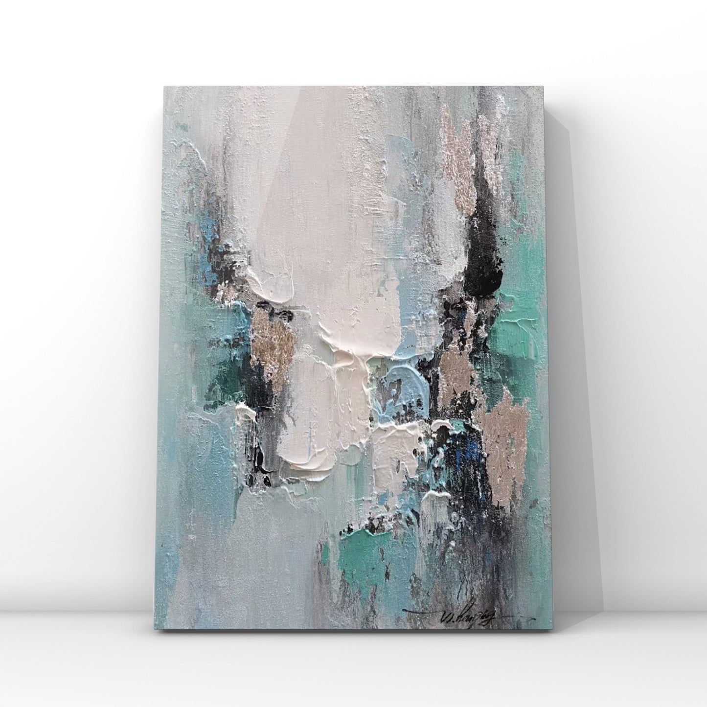 ABSTRACT PAINTING,MOUNTAIN HILL, HAND-PAINTED CANVAS