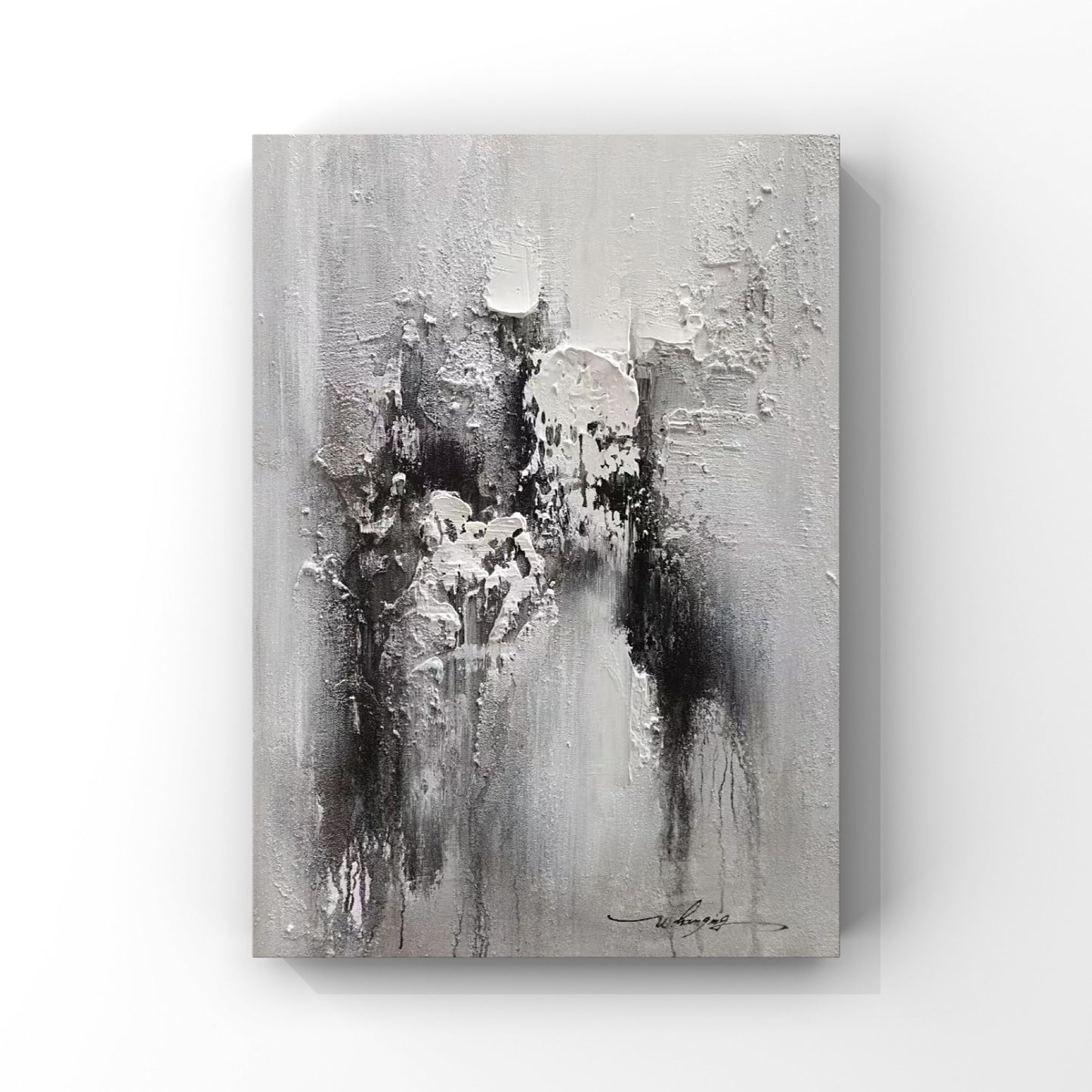 ABSTRACT PAINTING,SNOWCAP, HAND-PAINTED CANVAS