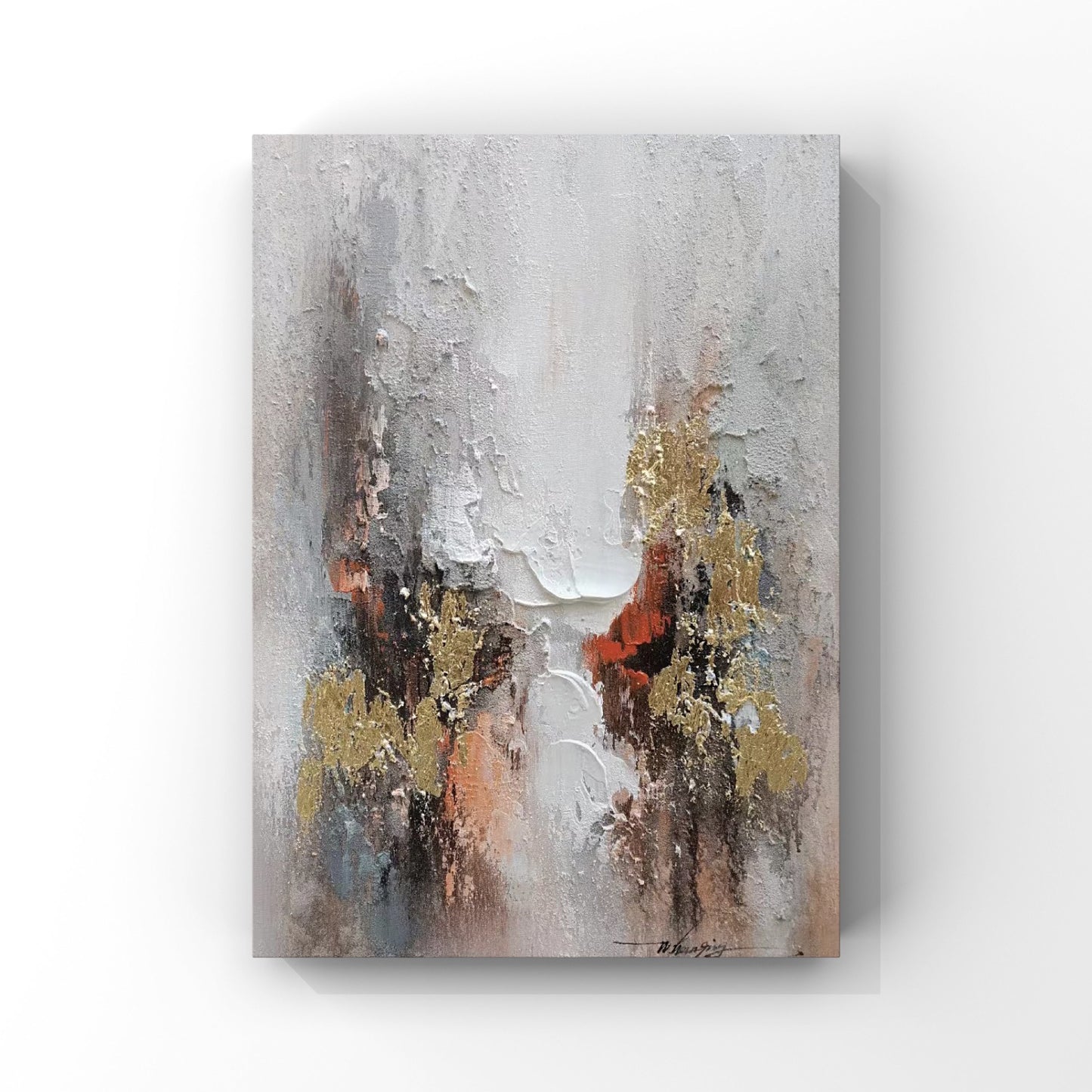 ABSTRACT PAINTING, CHASM, HAND-PAINTED CANVAS