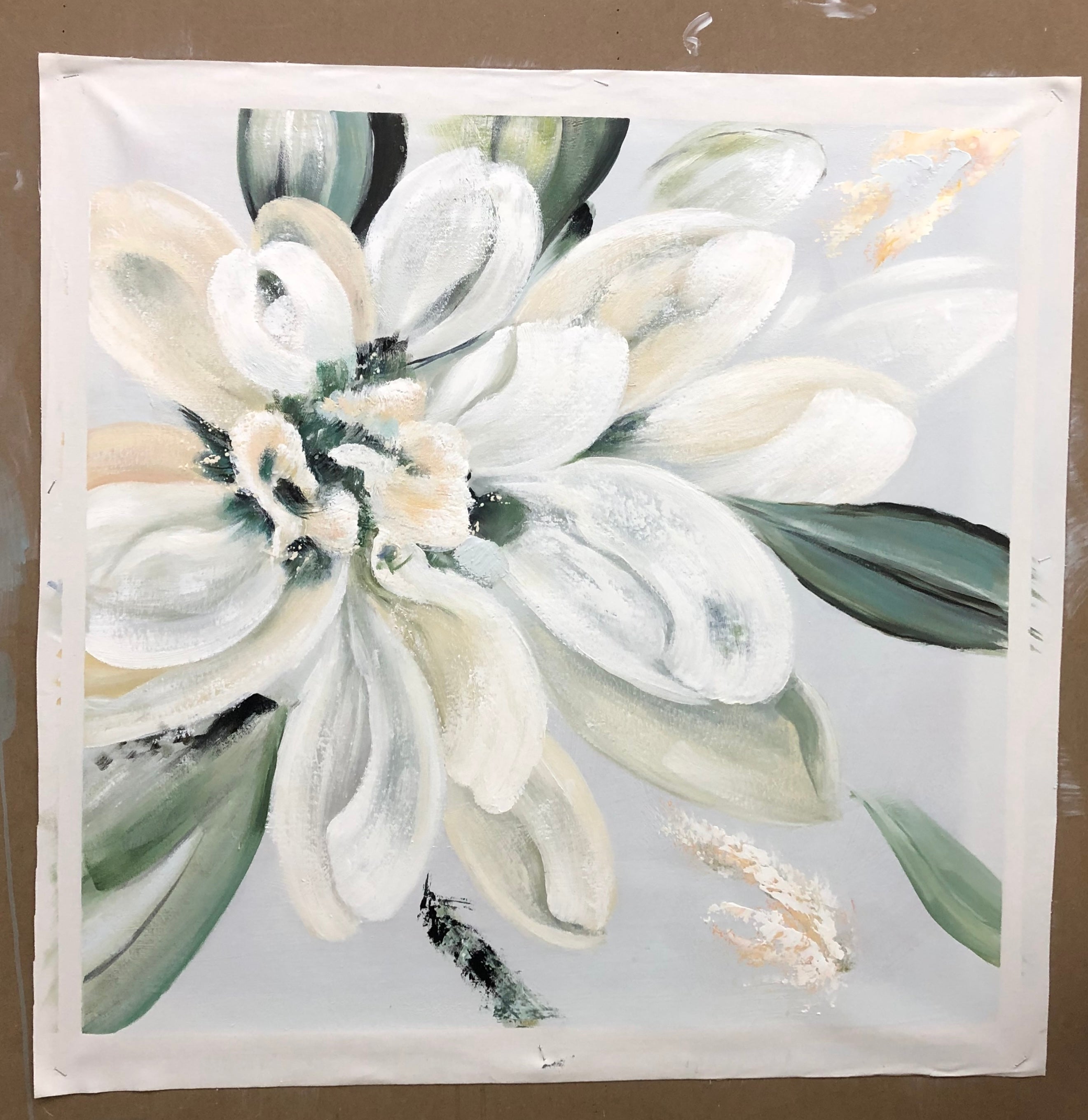 Canvas Art Flower Painting: White Flower Art