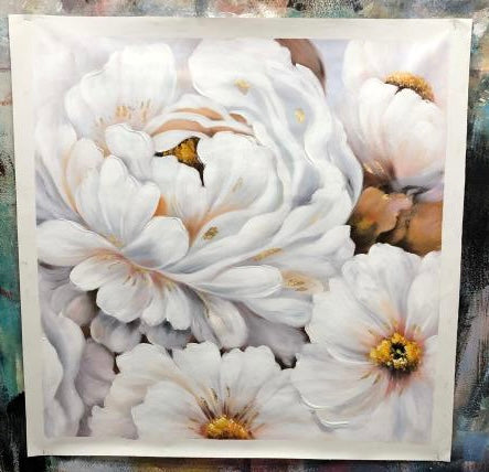 White Flowers Oil Painting: Canvas Art Australia