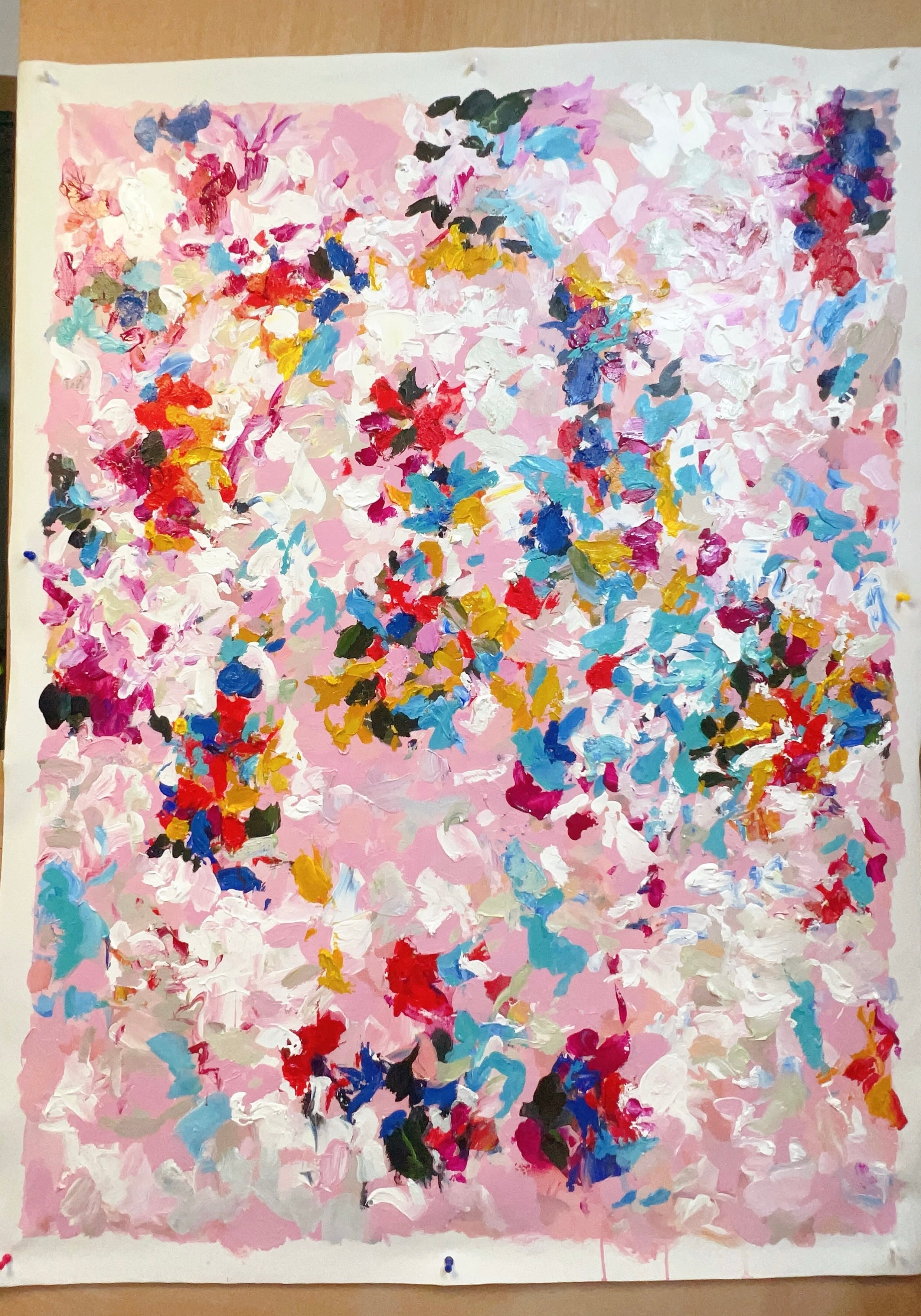 Abstract Flower Paintings: Pink Blossoms and Vibrant Hues