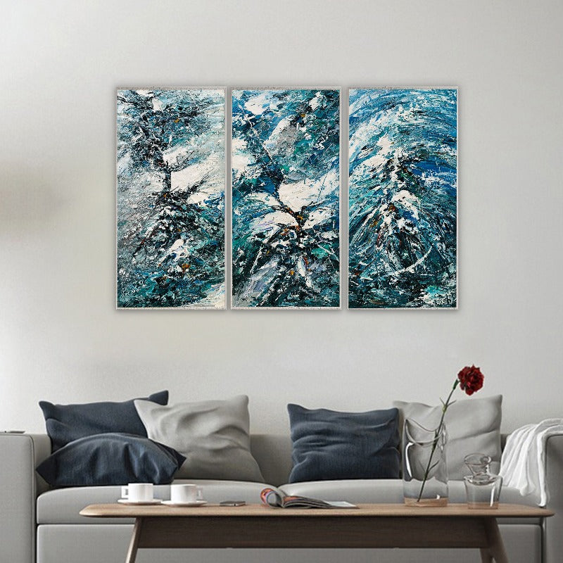 Set of 3 Impasto-abstract Painting Australia, The Tempest, Hand-painted Canvas,art with painting,art with small dots,art work by vincent van gogh,art work london,art work of vincent van gogh