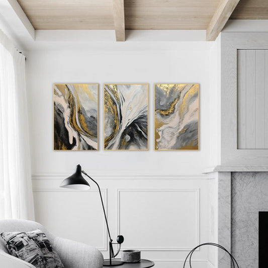 Set of 3 Marble Painting Australia, Grey and Gold Hand-painted Canvas,art residencies in europe,art residencies new york,art residencies usa,,art residency france,art residency in europe