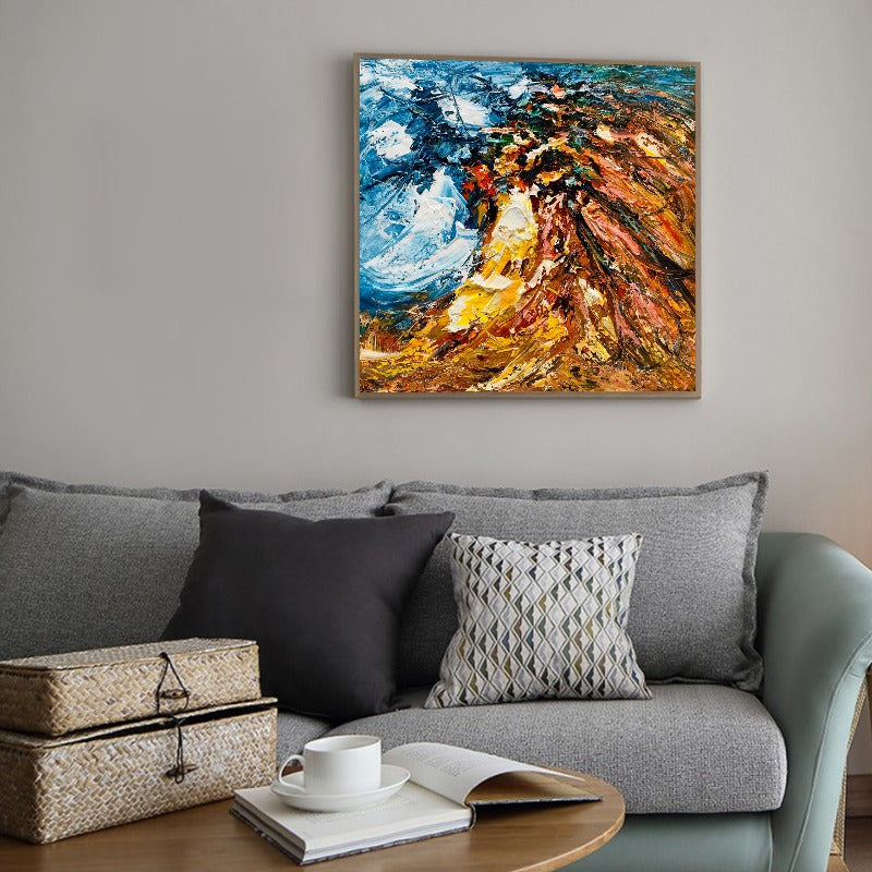 Volcano, Impasto-abstract Painting Australia, Hand-painted Canvas