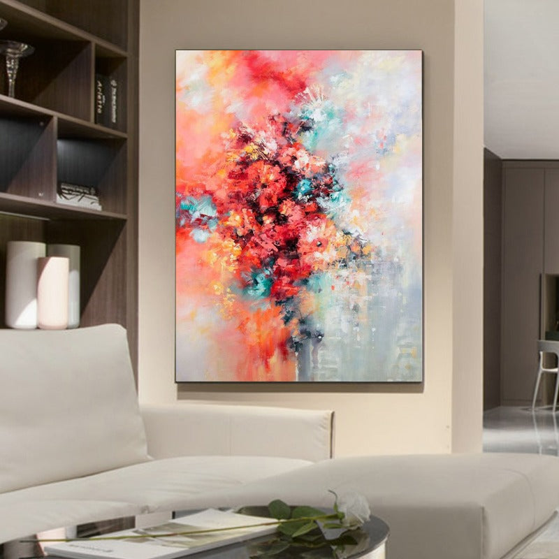 FLOWER PAINTING, ABSTRACT PINK FLOWER, HAND-PAINTED CANVAS,color and light impressionism,color and light of impressionism,color impressionism,color of impressionism,colorful abstract canvas,colorful abstract paintings on canvas,colorful art,colorful art abstract,colorful madhubani art