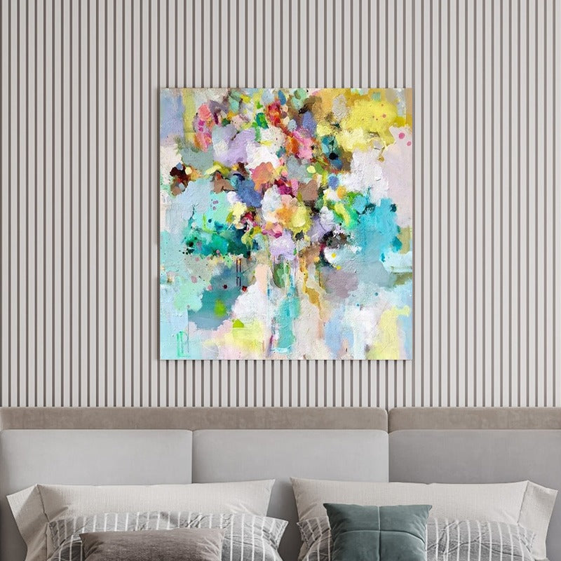 ABSTRACT PAINTING, COLORFUL FLOWERS, HAND-PAINTED CANVAS,artworks made by contemporary artists,artworks made by the contemporary artists,,artworks of arturo luz,artworks of contemporary art