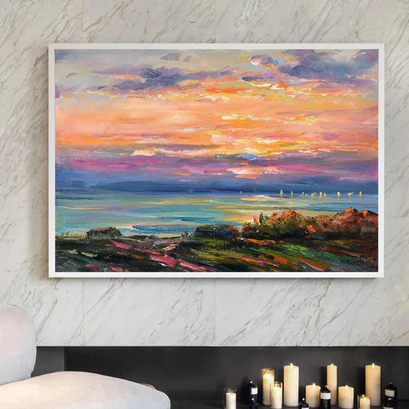 Coastal View, Landscape Painting Australia, Hand-painted Canvas