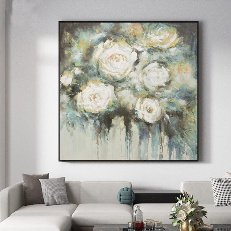 Buy Floral Painting Australia | Hand-painted Canvas | White Flower ...