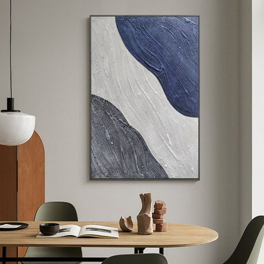 Navy Blue and White, Minimalist Painting Australia, Hand-painted Canvas,artworks of surrealism,artzolo pichwai,ash abstracts 2022,asia contemporary art show,asia pacific triennial