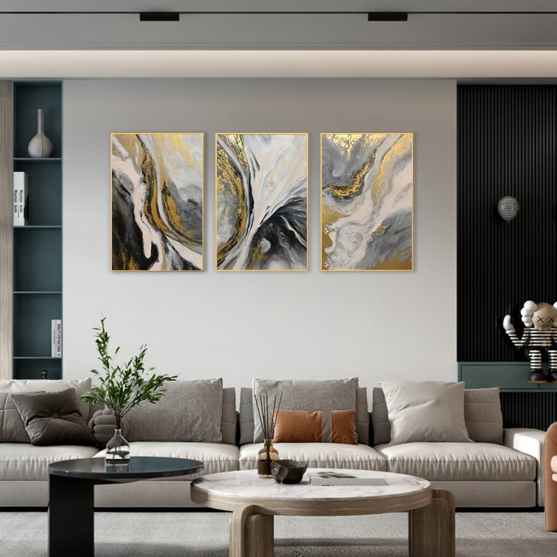 Set of 3 Marble Painting Australia, Grey and Gold Hand-painted Canvas,art residencies in europe,art residencies new york,art residencies usa,,art residency france,art residency in europe