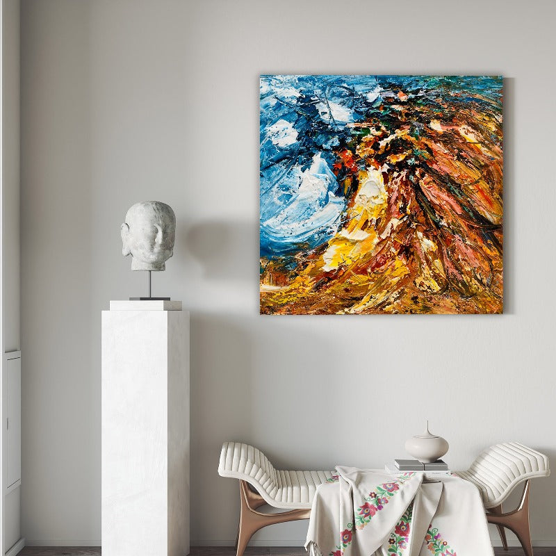 Volcano, Impasto-abstract Painting Australia, Hand-painted Canvas