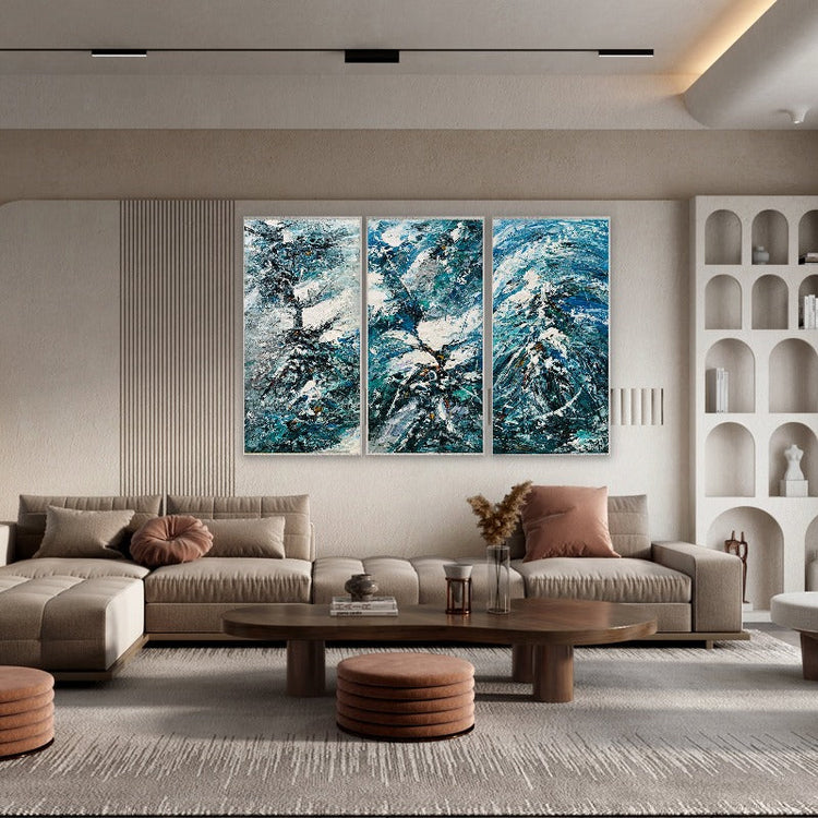 Set of 3 Impasto-abstract Painting Australia, The Tempest, Hand-painted Canvas,art with painting,art with small dots,art work by vincent van gogh,art work london,art work of vincent van gogh