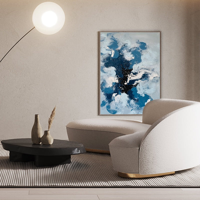 The Cloud, Abstract Painting Australia, Hand-painted Canvas,black white oil painting,black white painting abstract,black white pencil drawings,black white pink wall art,black white yellow wall art,blue abstract paintings,blue and black painting,blue and red paintings