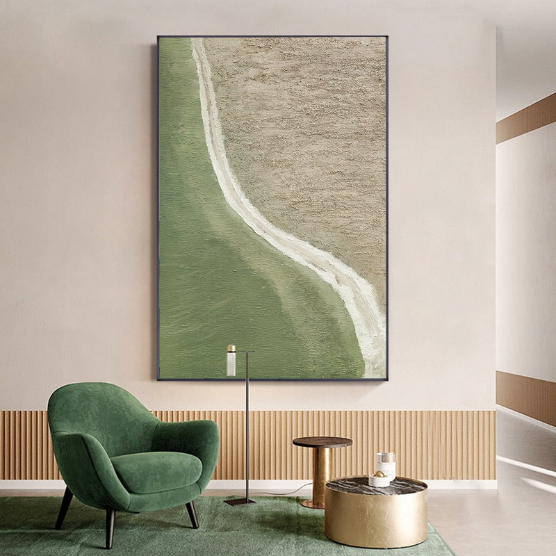 MINIMALIST PAINTING, GREEN WAVE, HAND-PAINTED CANVASGreen Wave, Minimalist Painting Australia, Hand-painted Canvas,attractive pencil drawing,aua abstract,auction my art,auction your art,audrey hepworth,auerbach art