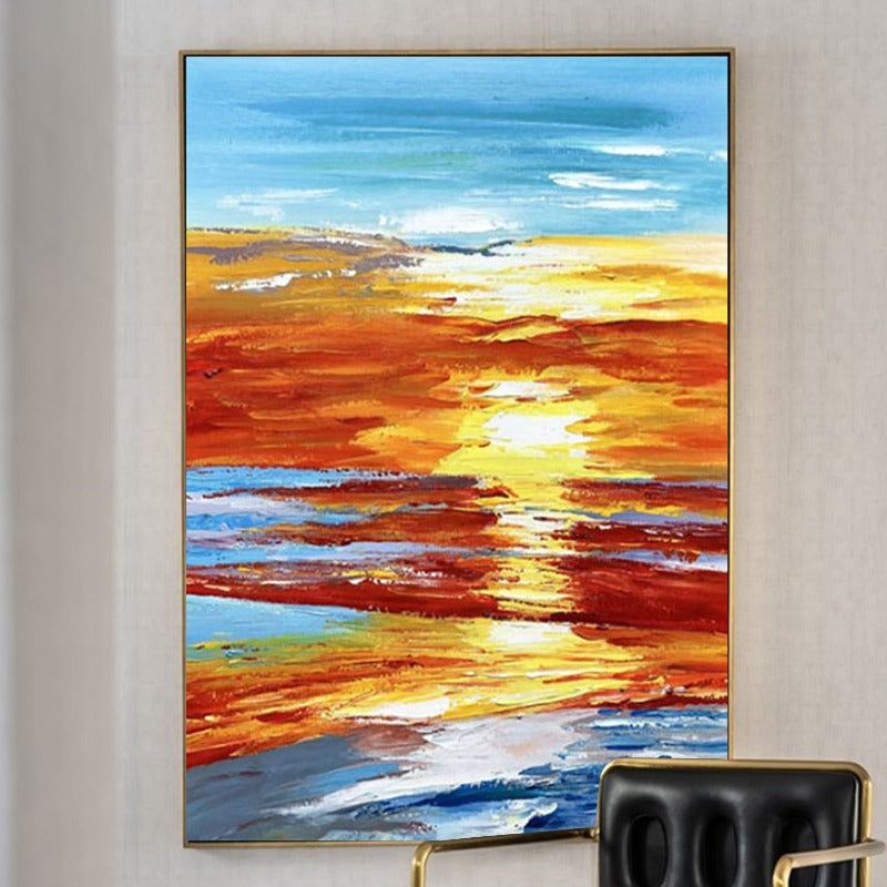 Gold Coastal, Landscape Painting Australia, Hand-painted Canvas,bharni madhubani painting,bharni style of madhubani painting,big bronze statues,big madhubani painting,big metal sculpture,big size madhubani painting,biggest art fairs,biggest art fairs in the world,biggest art fairs in us