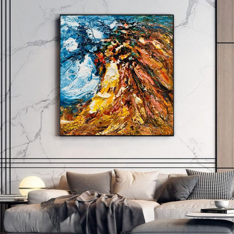 Volcano, Impasto-abstract Painting Australia, Hand-painted Canvas