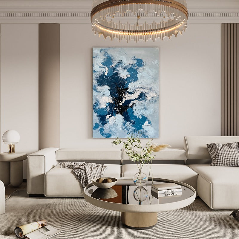 The Cloud, Abstract Painting Australia, Hand-painted Canvas,black white oil painting,black white painting abstract,black white pencil drawings,black white pink wall art,black white yellow wall art,blue abstract paintings,blue and black painting,blue and red paintings