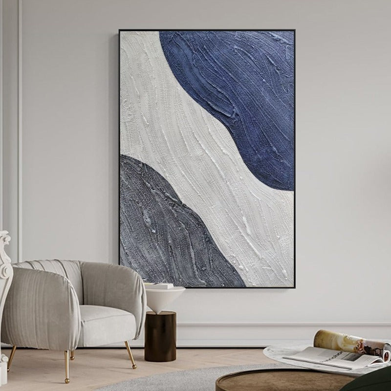 Navy Blue and White, Minimalist Painting Australia, Hand-painted Canvas,artworks of surrealism,artzolo pichwai,ash abstracts 2022,asia contemporary art show,asia pacific triennial