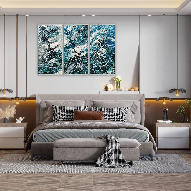 Set of 3 Impasto-abstract Painting Australia, The Tempest, Hand-painted Canvas,art with painting,art with small dots,art work by vincent van gogh,art work london,art work of vincent van gogh
