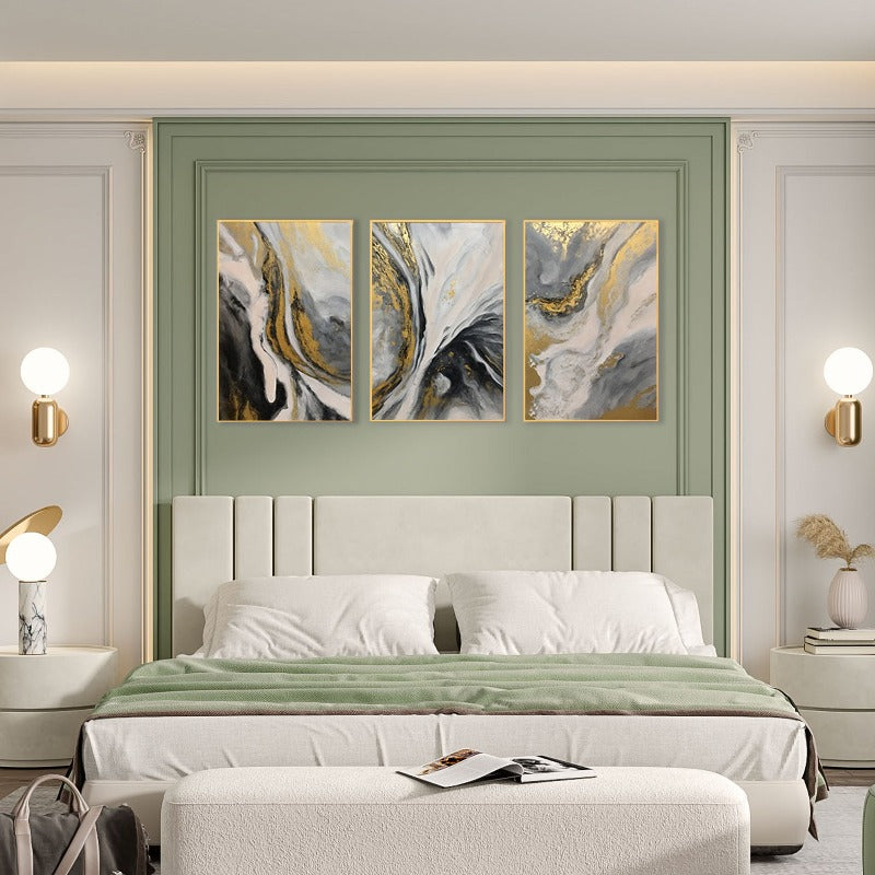 Set of 3 Marble Painting Australia, Grey and Gold Hand-painted Canvas,art residencies in europe,art residencies new york,art residencies usa,,art residency france,art residency in europe