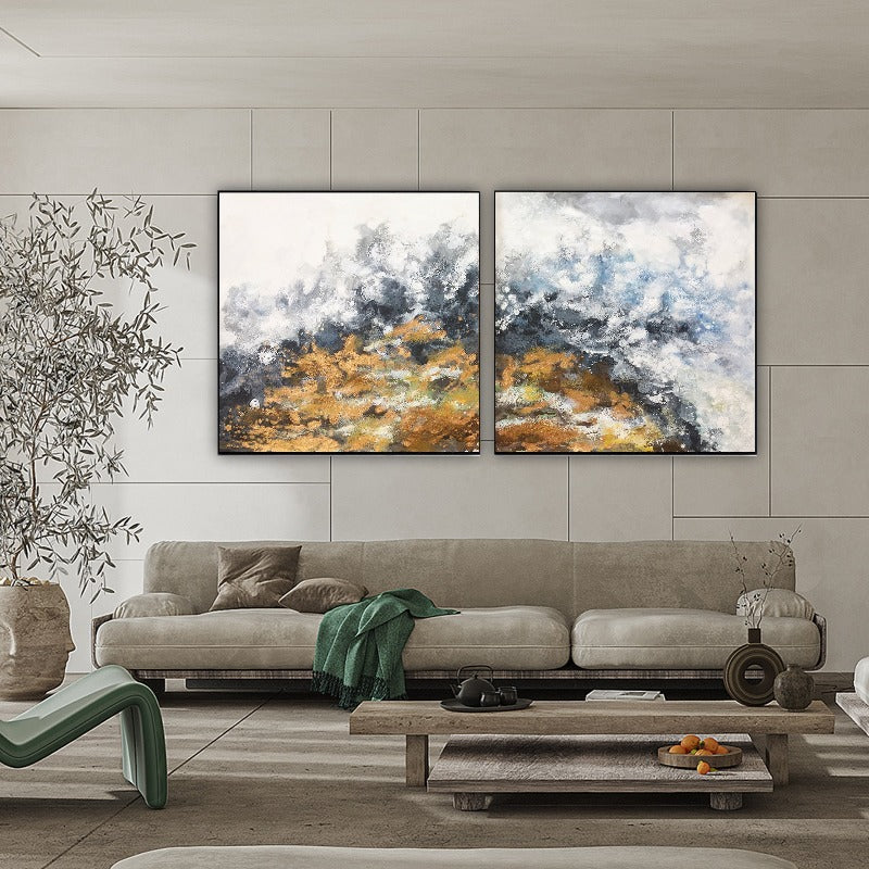 Set of 2 Large Abstract Painting Australia, The Mountain Top, Hand-painted Canvas,artist krishna,artist landscape paintings,artist like salvador dali,artist limited edition prints