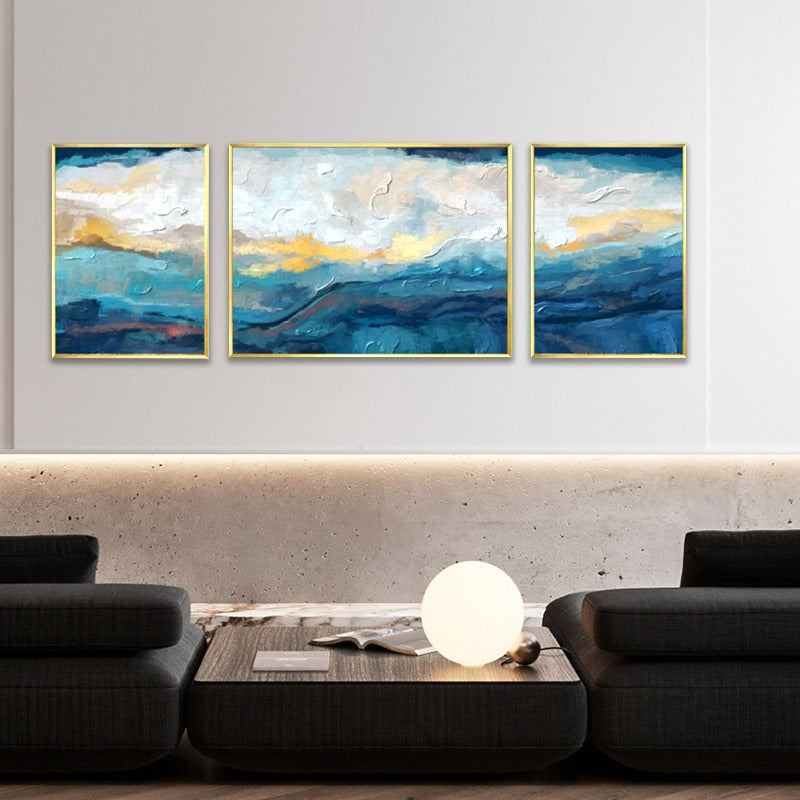 Set of 3 Abstract Painting, Cool Tone, Hand-painted Canvas,artist and their works during impressionism era,artist and their works during the impressionism era,,artist and their works in impressionism era,artist art gallery,artist art prints