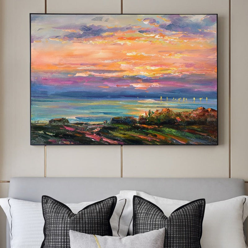 Coastal View, Landscape Painting Australia, Hand-painted Canvas