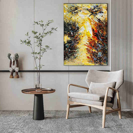 Yellow Whirlwind, Impasto-abstract Painting Australia, Hand-painted Canvas