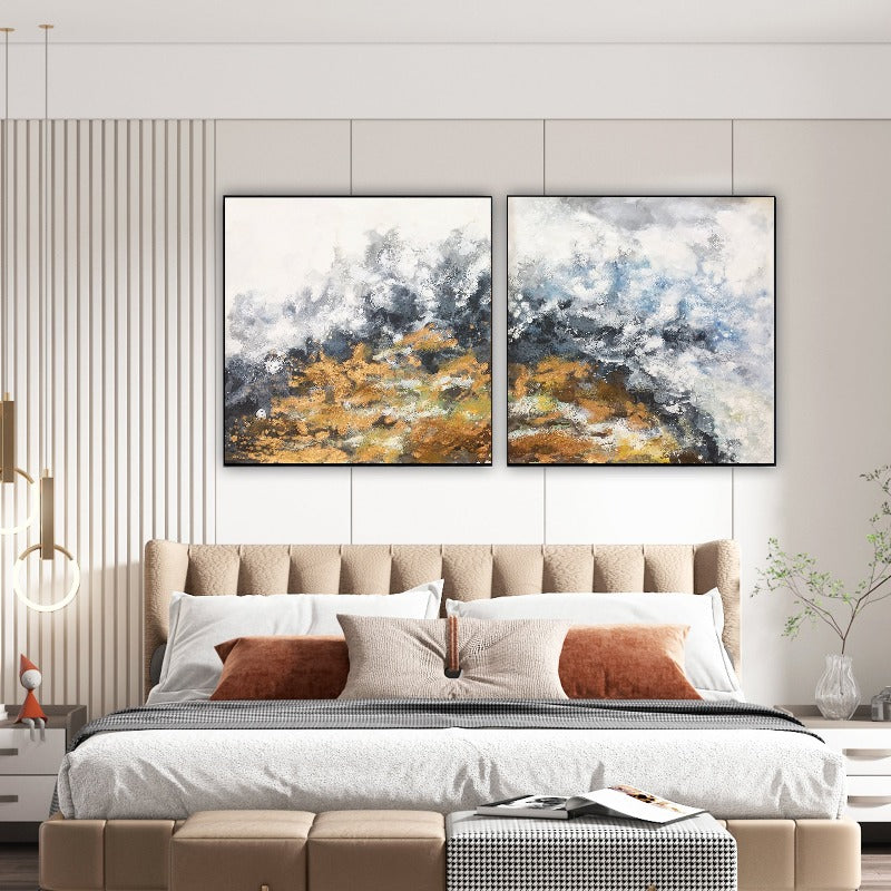 Set of 2 Large Abstract Painting Australia, The Mountain Top, Hand-painted Canvas,artist krishna,artist landscape paintings,artist like salvador dali,artist limited edition prints