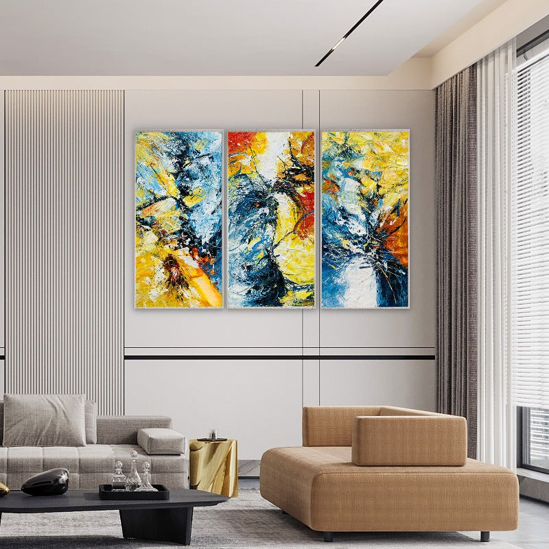 Set of 3 Colorful Dream Impasto-Abstract Paintings – EKM Art Studio