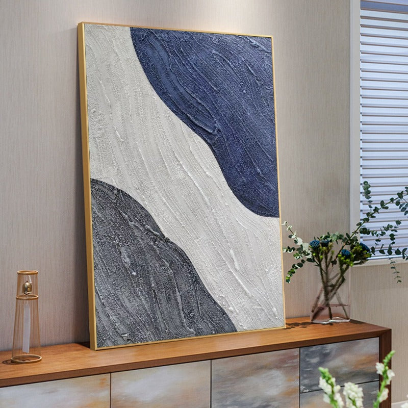 Navy Blue and White, Minimalist Painting Australia, Hand-painted Canvas,artworks of surrealism,artzolo pichwai,ash abstracts 2022,asia contemporary art show,asia pacific triennial